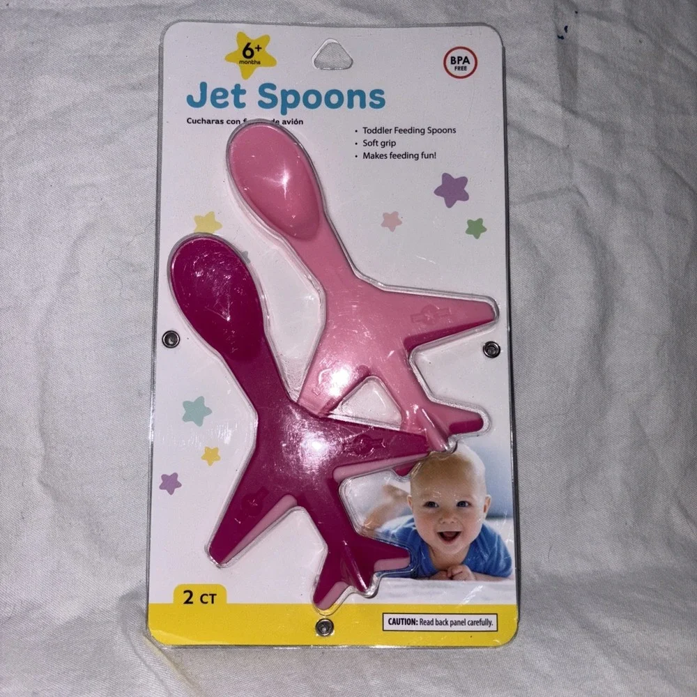 Baby Airplane Spoons Pink Set of 2 Jet Toddler Soft Grip‎ Spoons & Nuby Cup